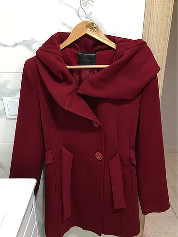 40 Beden bordo Renk Bordo Kaşe Kaban