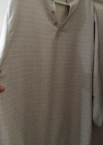 kremSalaş  Keten elbiseuzun elbisekol alti61cm boy122cm - Görsel 4