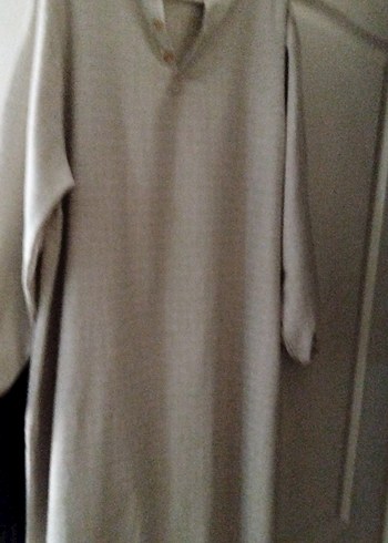 kremSalaş  Keten elbiseuzun elbisekol alti61cm boy122cm - Görsel 2