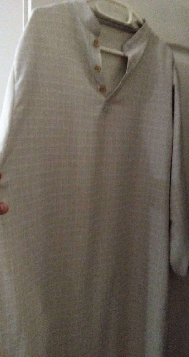 kremSalaş  Keten elbiseuzun elbisekol alti61cm boy122cm - Görsel 4