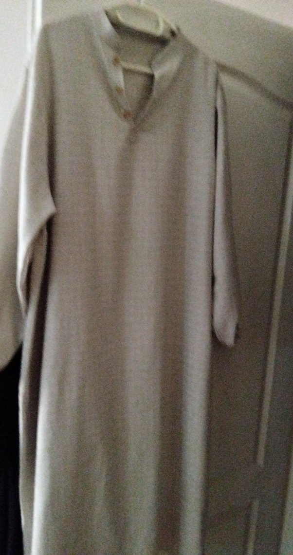 kremSalaş  Keten elbiseuzun elbisekol alti61cm boy122cm - Görsel 2