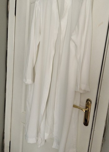 erkek Beyaz Uzun Kollu Salaş Uzun Boy Elbise - Görsel 3