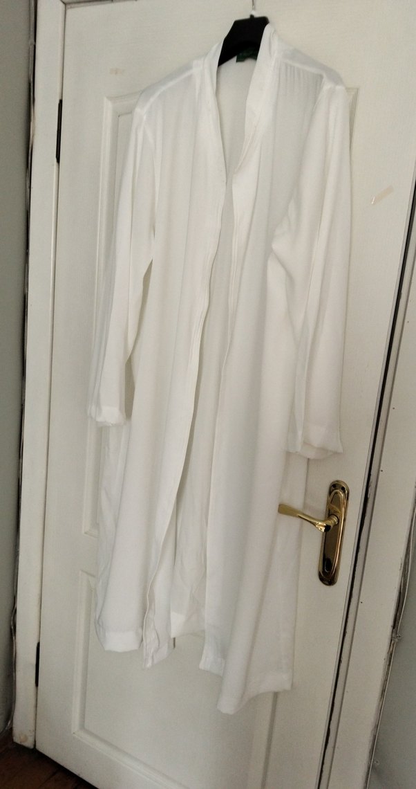 erkek Beyaz Uzun Kollu Salaş Uzun Boy Elbise - Görsel 3