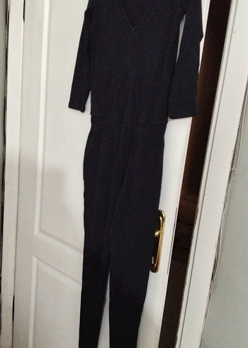 Kadın Siyah Fermuarlı Uzun Kollu Tulum - Görsel 3