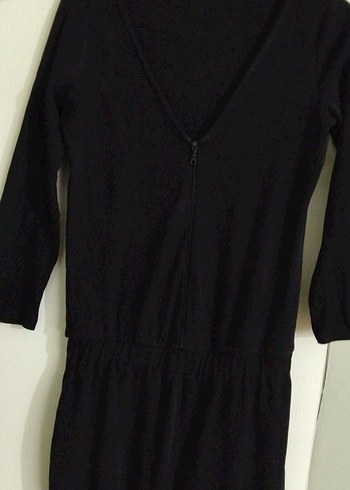 Kadın Siyah Fermuarlı Uzun Kollu Tulum - Görsel 2