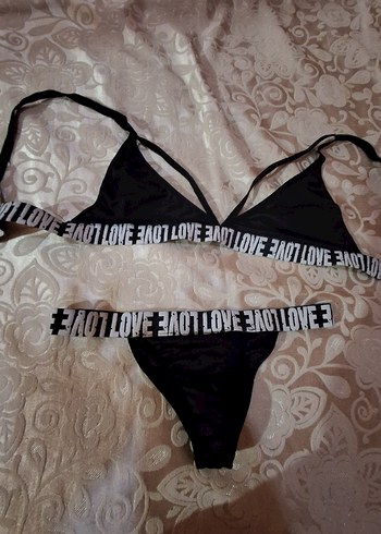 s Beden siyah Renk Siyah Baskılı Strappy Mini Bikini