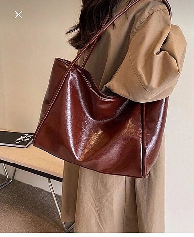 Bordo Geniş Tote Çanta