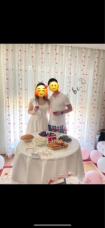 Bride İsteme Söz Nikah Elbisesi Beyaz Midi Abiye