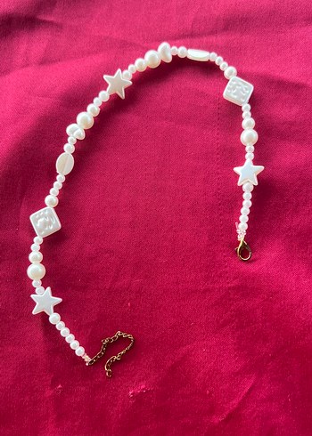 Nakışlı İnci Boncuklu Midi Kolye choker kolye