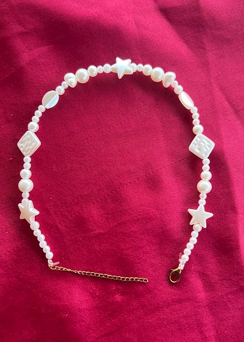 Beden Nakışlı İnci Boncuklu Midi Kolye choker kolye