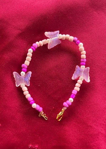 Zara Pembe Boncuklu Kelebek Çocuk Bilekliği