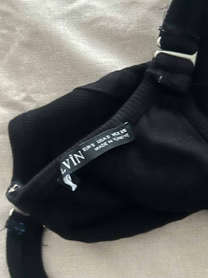 Siyah Süet Fermuarlı Strappy Büstiyer - Görsel 2