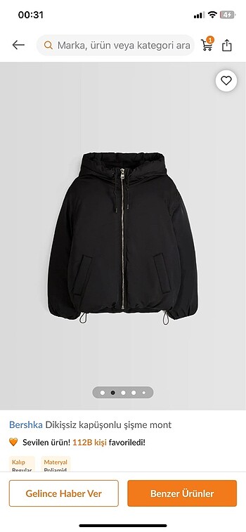 Bershka Bershka siyah sisme mont