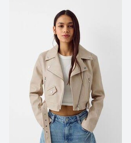 Bershka BERSHKA bej deri ceket M