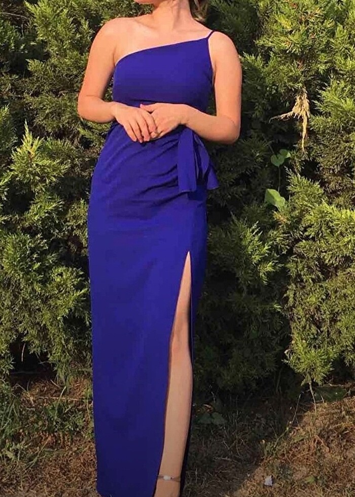 yırtmaçlı uzun elbise - Görsel 3