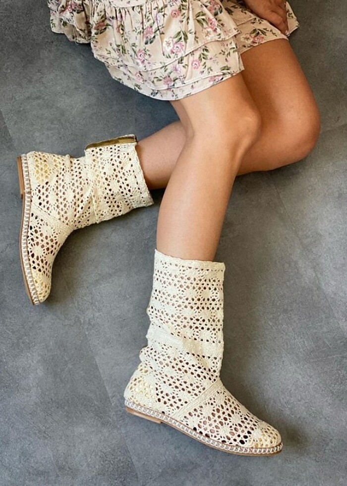 Bej renk Dantel yurt dışı model Yazlık - Görsel 2