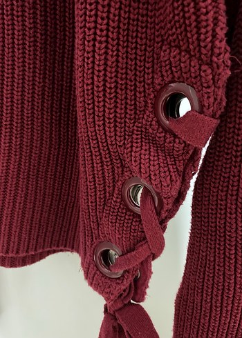 Bordo Kadın Triko Crop Kazak - Görsel 2