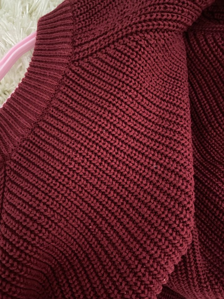 Bordo Kadın Triko Crop Kazak - Görsel 3