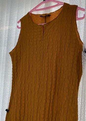 Kahverengi Kolsuz Uzun Elbise - Görsel 2