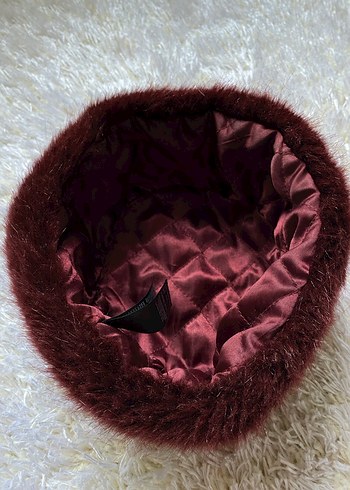 Bordo Kürklü Kadın kalpak - Görsel 3