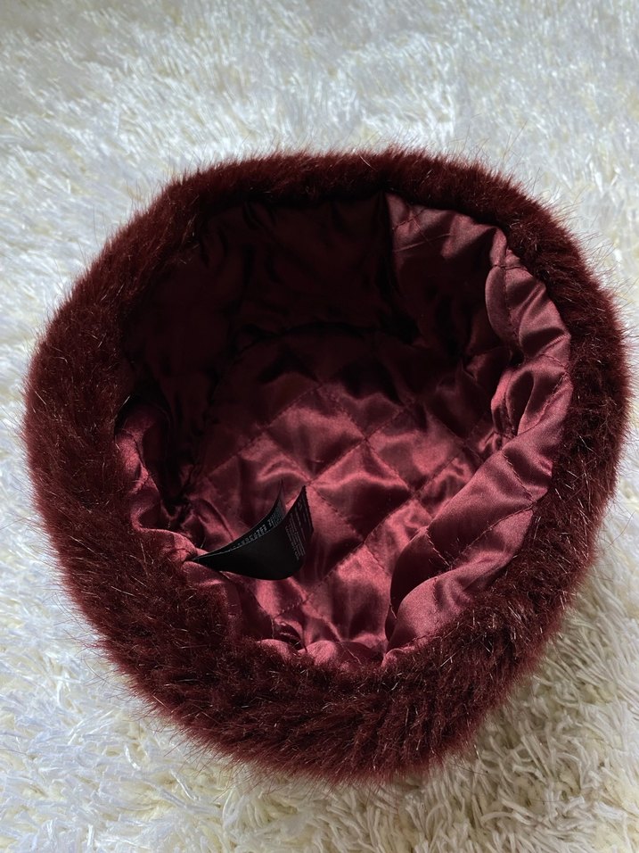 Bordo Kürklü Kadın kalpak - Görsel 3