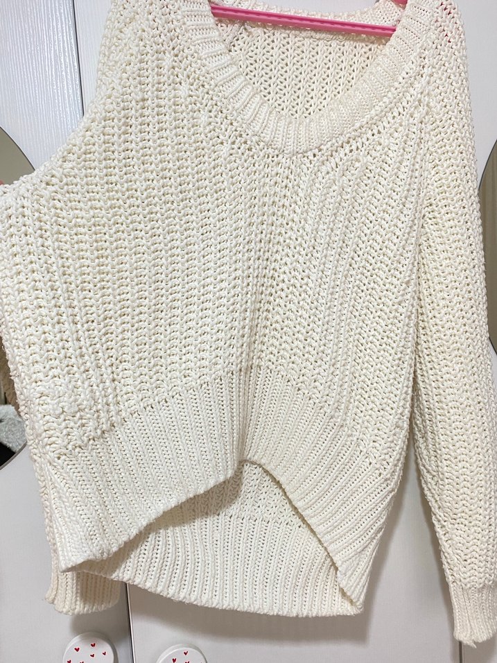 V Yakalı salaş örgü Kazak - Görsel 2