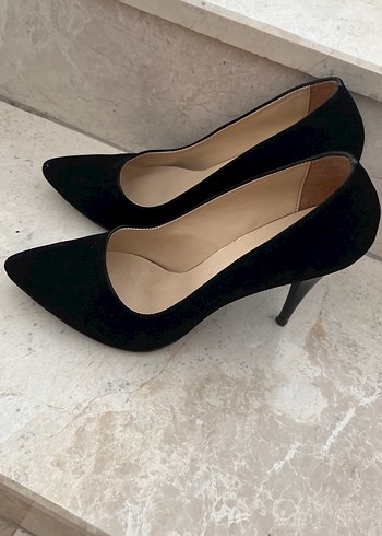 39 Beden Diger Siyah Süet Stiletto Topuklu Kadın Ayakkabı