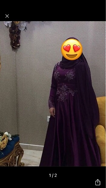 Saten taşlı tesettür abiye