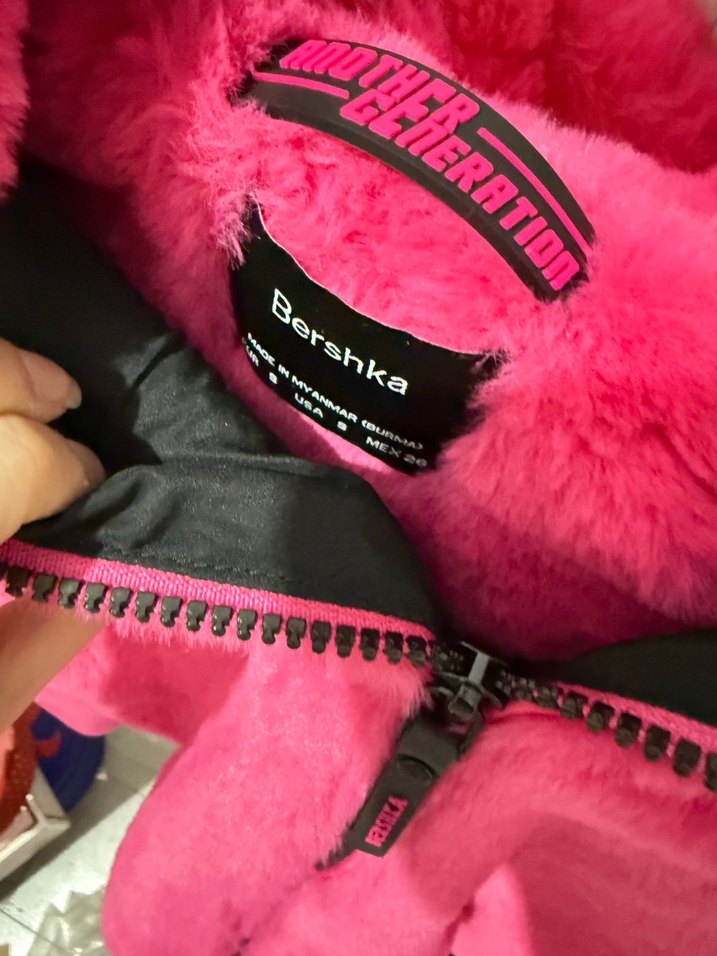 Kısa Kesim Kapüşonlu Pembe Peluş Ceket - Görsel 2