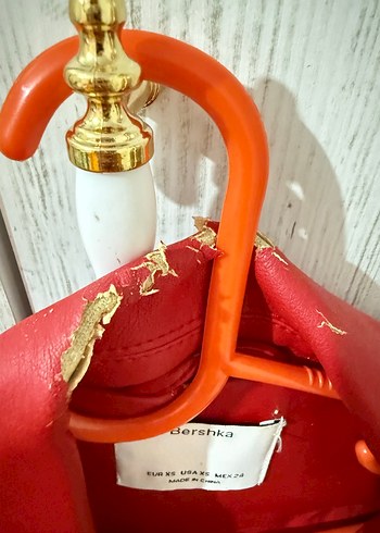 Kırmızı Deri Kemerli Mini Kadın Ceket - Görsel 2