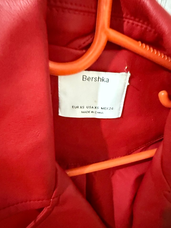 Kırmızı Deri Kemerli Mini Kadın Ceket - Görsel 3