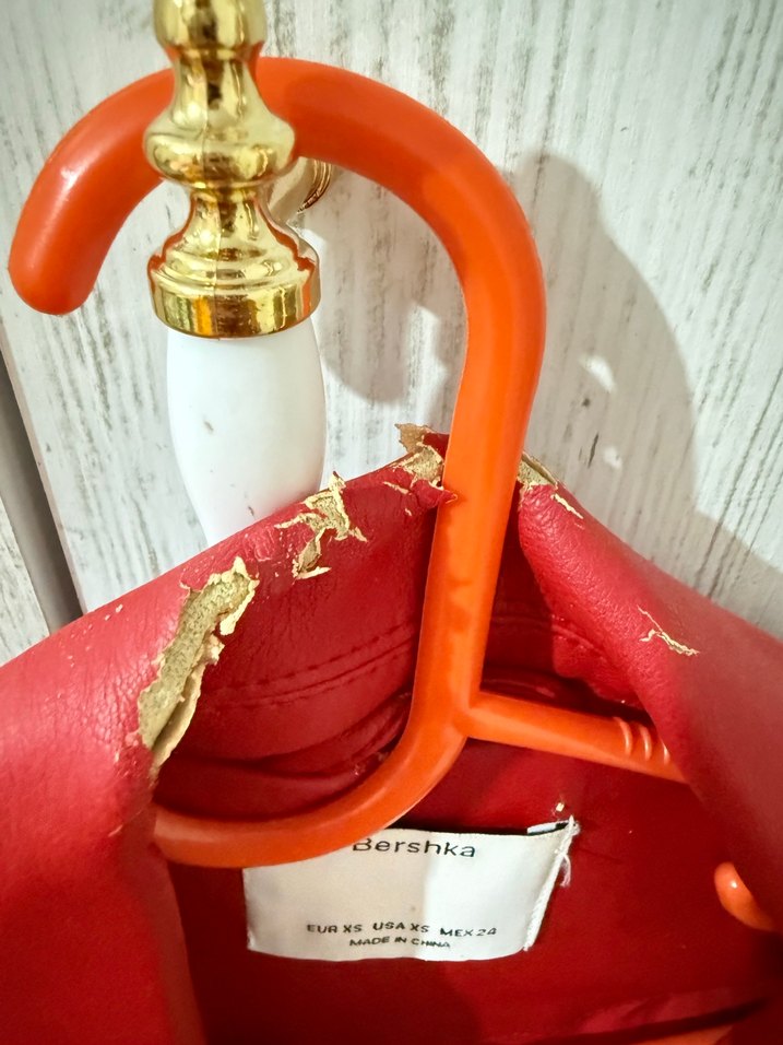 Kırmızı Deri Kemerli Mini Kadın Ceket - Görsel 2