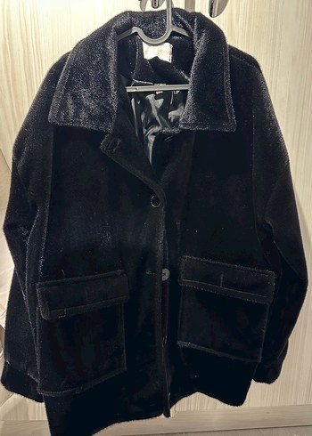 Siyah Düğmeli Midi Kadın Kaban - Görsel 4