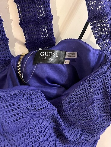 40 Beden mavi Renk Guess Boyundan Bağlamalı Elbise