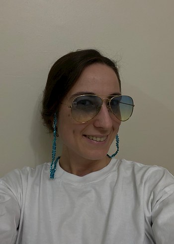 Boncuklu Turkuaz Gözlük Zinciri - Görsel 2