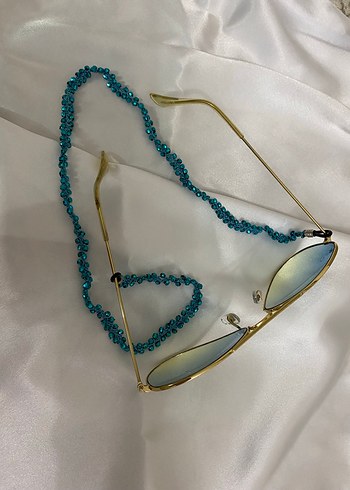 Boncuklu Turkuaz Gözlük Zinciri - Görsel 3