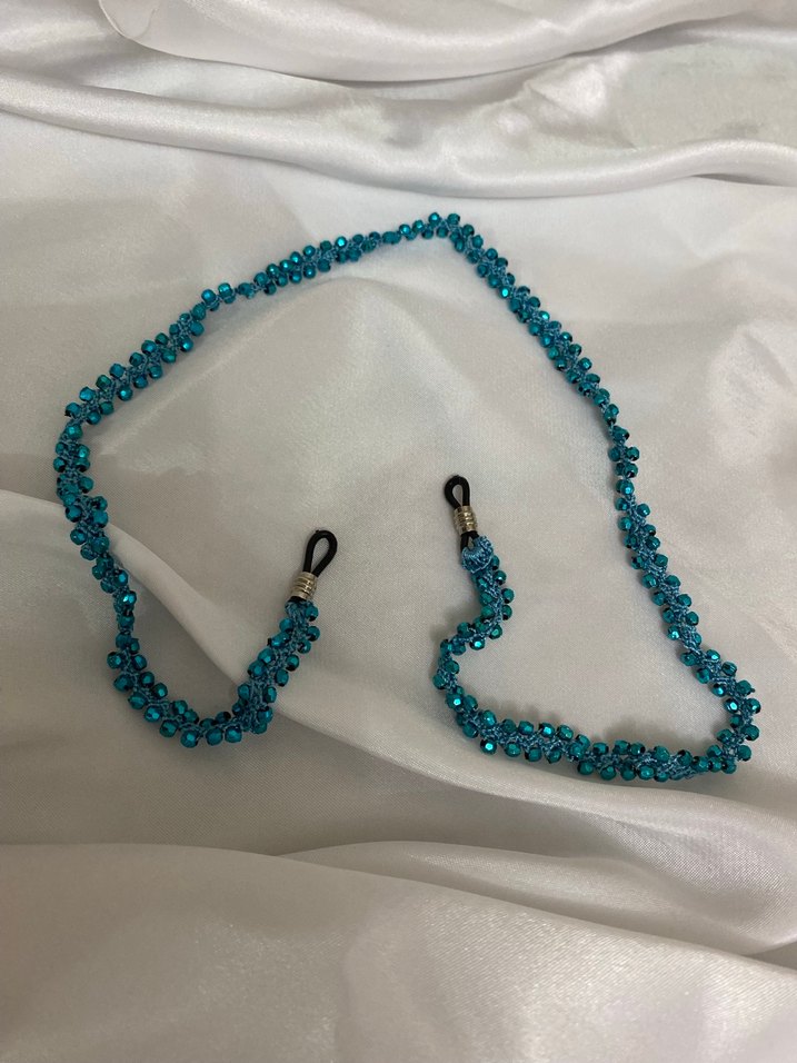 Boncuklu Turkuaz Gözlük Zinciri - Görsel 5