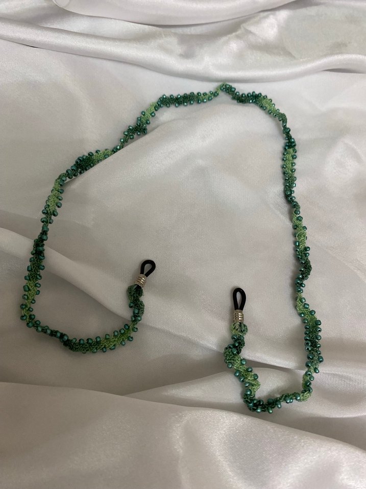 Boncuklu Turkuaz Gözlük Zinciri - Görsel 4