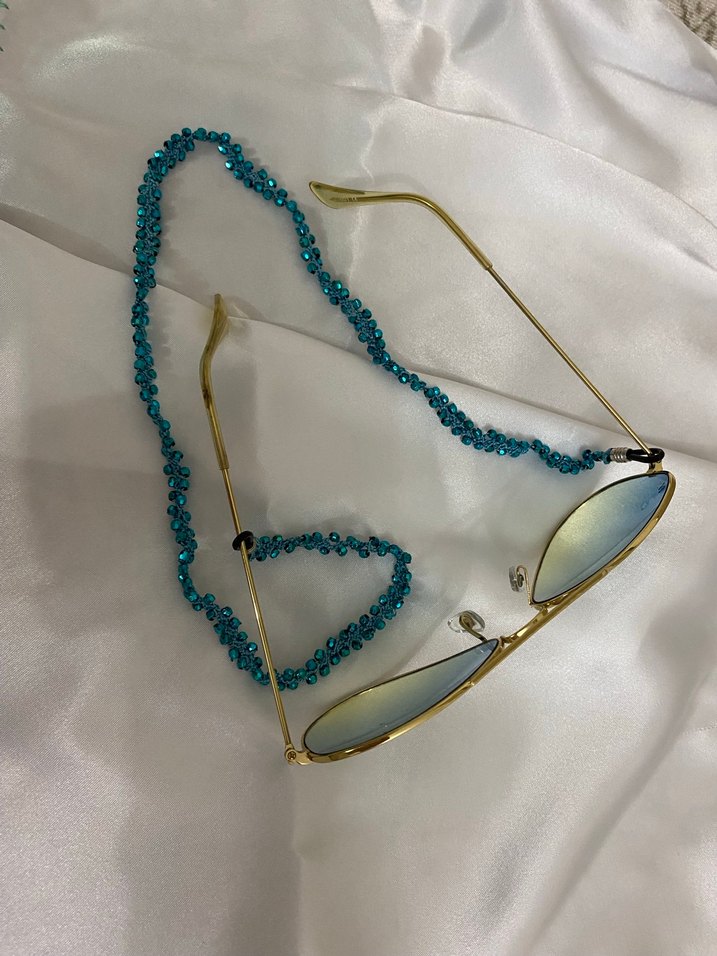 Boncuklu Turkuaz Gözlük Zinciri - Görsel 3