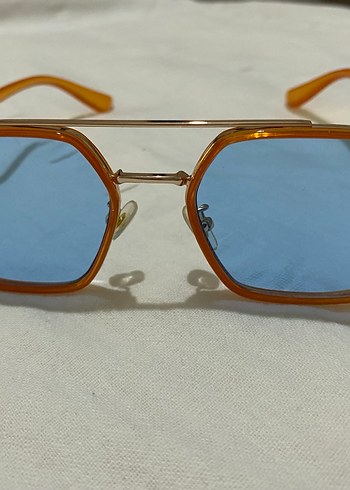 Şeffaf Bej Kadın Gözlüğü Mavi Camlı - Görsel 2