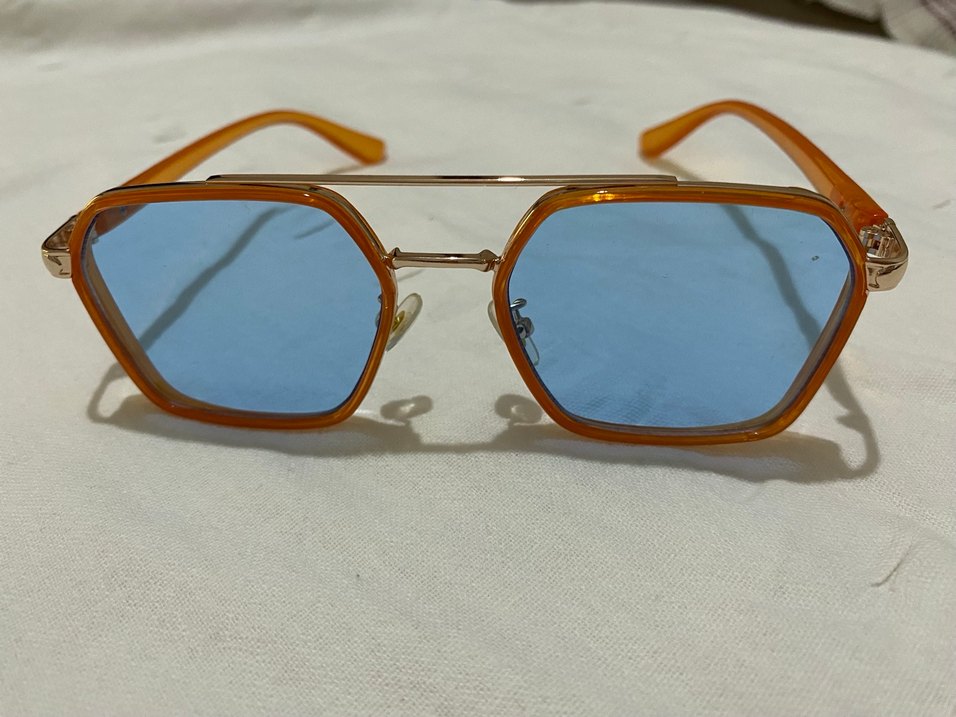 Şeffaf Bej Kadın Gözlüğü Mavi Camlı - Görsel 2