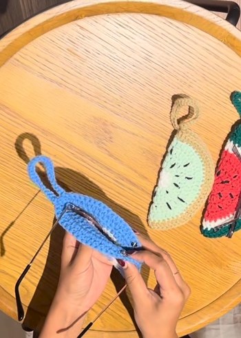 Renkli Örgü Bohem gözlük Kılıfı - Görsel 2