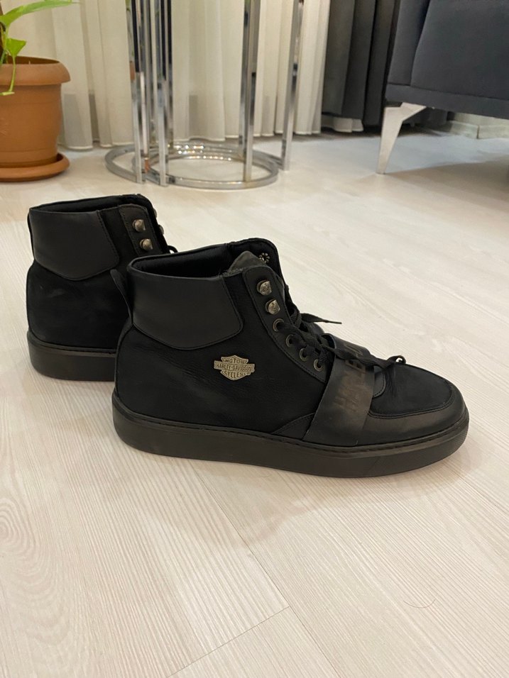 Harley Davidson Siyah Erkek Kemerli Günlük Bot - Görsel 2