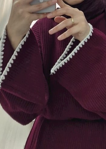 Bordo Uzun Kollu Salaş Kadın Elbise - Görsel 2