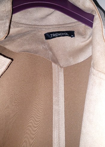 Bej Süet Uzun Boy Kemerli Kadın Trençkot - Görsel 3