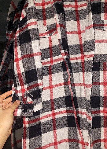 Gri Ekoseli Pamuklu Kadın Gömlek - Görsel 2