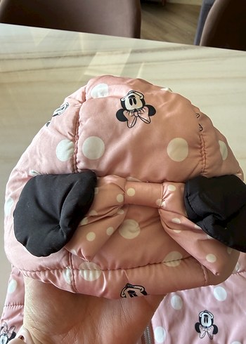 Kız Çocuk Pembe Baskılı Kapüşonlu Yelek - Görsel 3