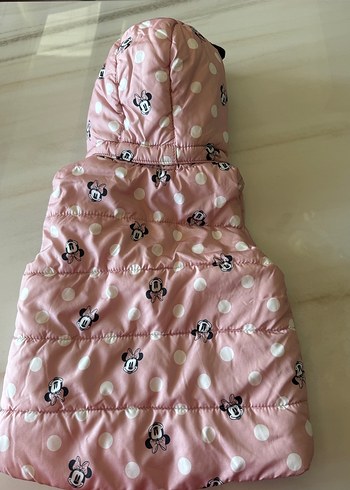 Kız Çocuk Pembe Baskılı Kapüşonlu Yelek - Görsel 2