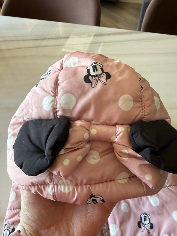 Kız Çocuk Pembe Baskılı Kapüşonlu Yelek - Görsel 3