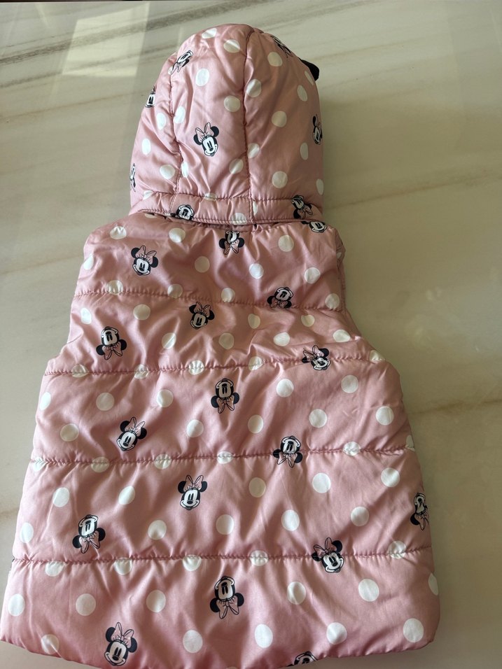 Kız Çocuk Pembe Baskılı Kapüşonlu Yelek - Görsel 2